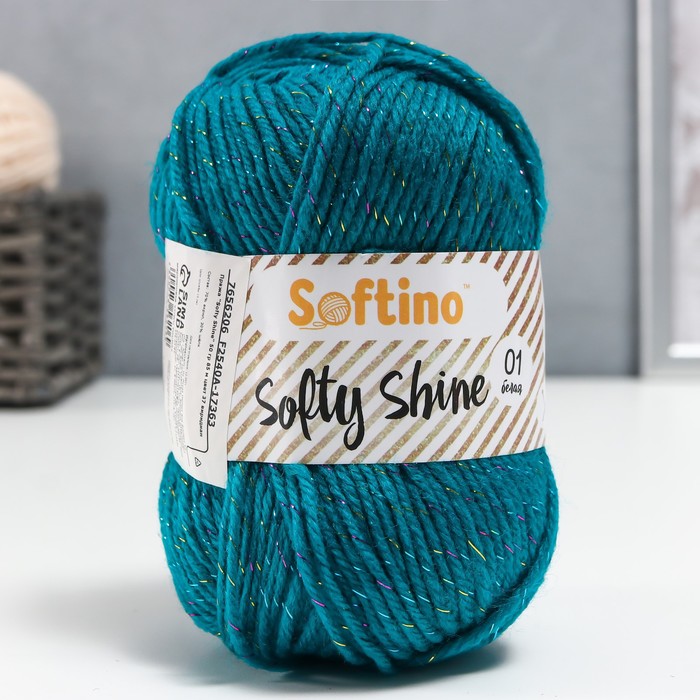 

Пряжа 70% акрил, 30% шёлк "Softy Shine" 50 гр 85 м цвет 37 виридиан (2 шт), Синий