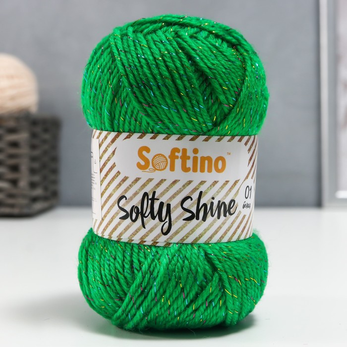 

Пряжа 70% акрил, 30% шёлк "Softy Shine" 50 гр 85 м цвет 40 изумруд (2 шт), Зеленый