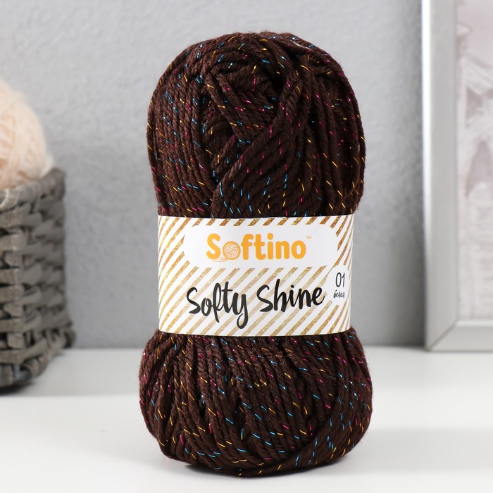 

Пряжа 70% акрил, 30% шёлк "Softy Shine" 50 гр 85 м цвет 43 тёмный шоколад (2 шт), Коричневый