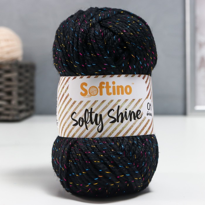 

Пряжа 70% акрил, 30% шёлк "Softy Shine" 50 гр 85 м цвет 44 чёрная ночь (2 шт), Черный