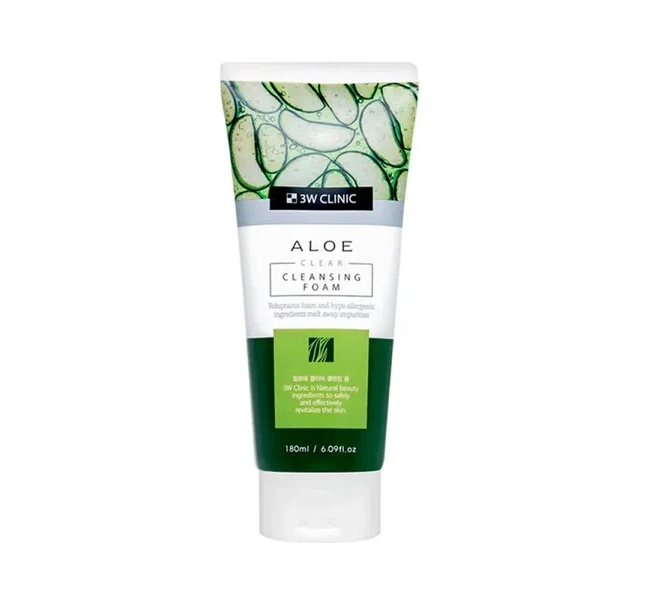 Пенка для лица с экстрактом алоэ вера 3W Clinic Aloe Clear Cleansing Foam, 180 мл