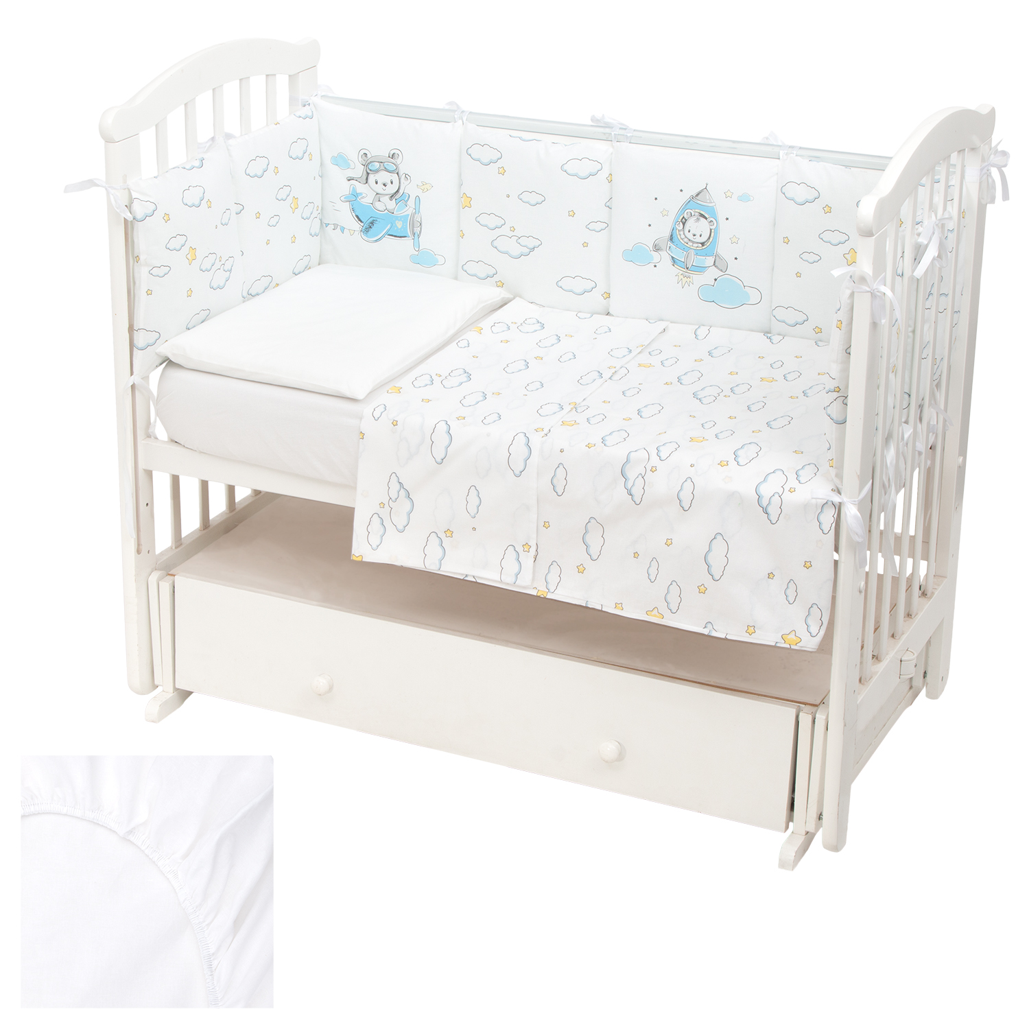 

Комплект в кроватку Leader Kids Мишка космонавт, белый