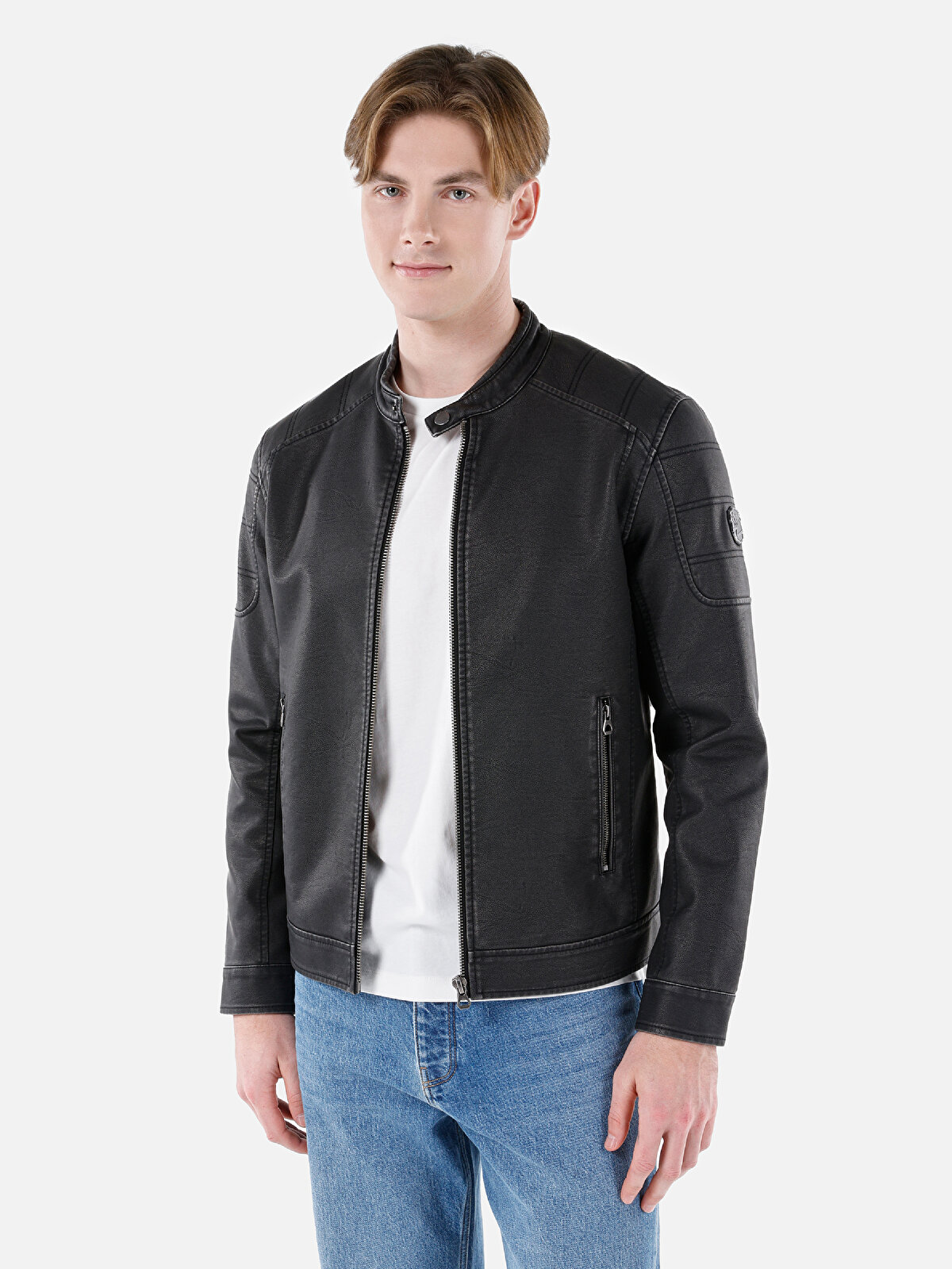 

Кожаная куртка мужская Colin's CL1064983 черная 2XL, Черный, CL1064983