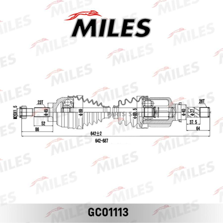 

MILES GC01113 Привод в сборе левый RENAULT LOGAN/CLIO 1.4-1.6 06- (GKN 304733) GC01113