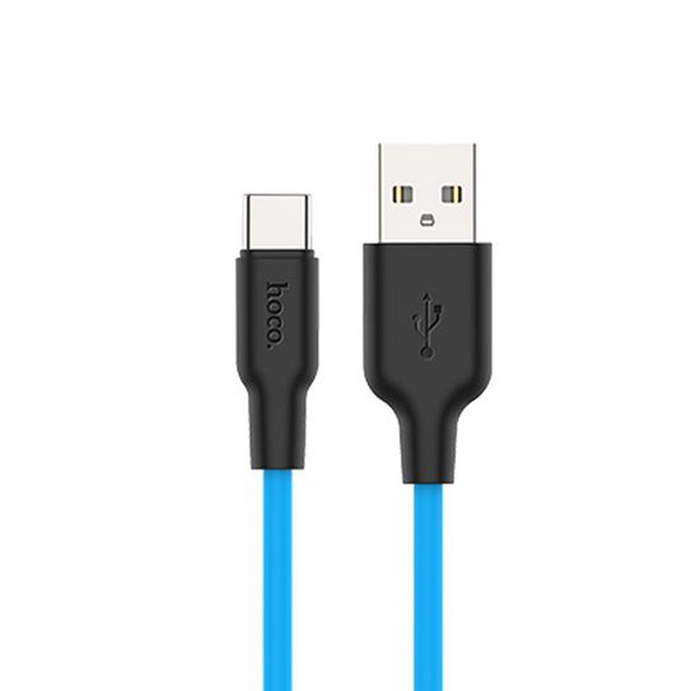 фото Кабель usb type-c hoco x21 plus 1m 2.4a черно-голубой