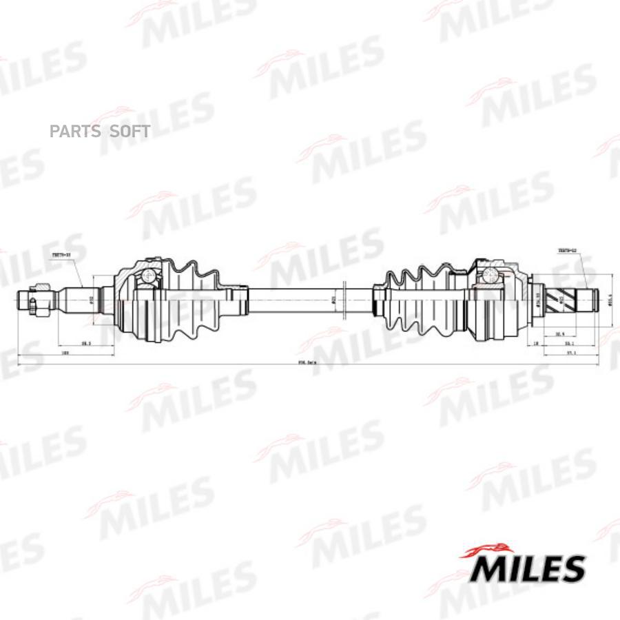

MILES GC02081 Привод в сборе правый OPEL ASTRA 1.4-1.7D 98-09 (GKN 304415) GC02081
