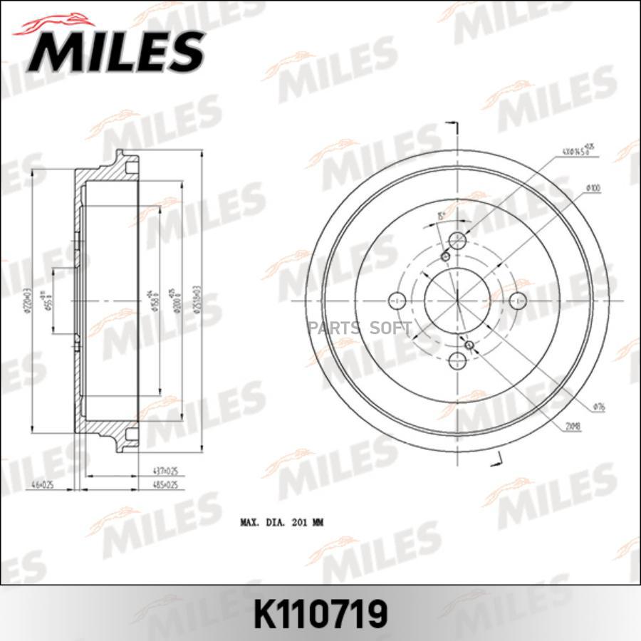 MILES K110719 Барабан тормозной TOYOTA YARIS (TRW DB7034) K110719