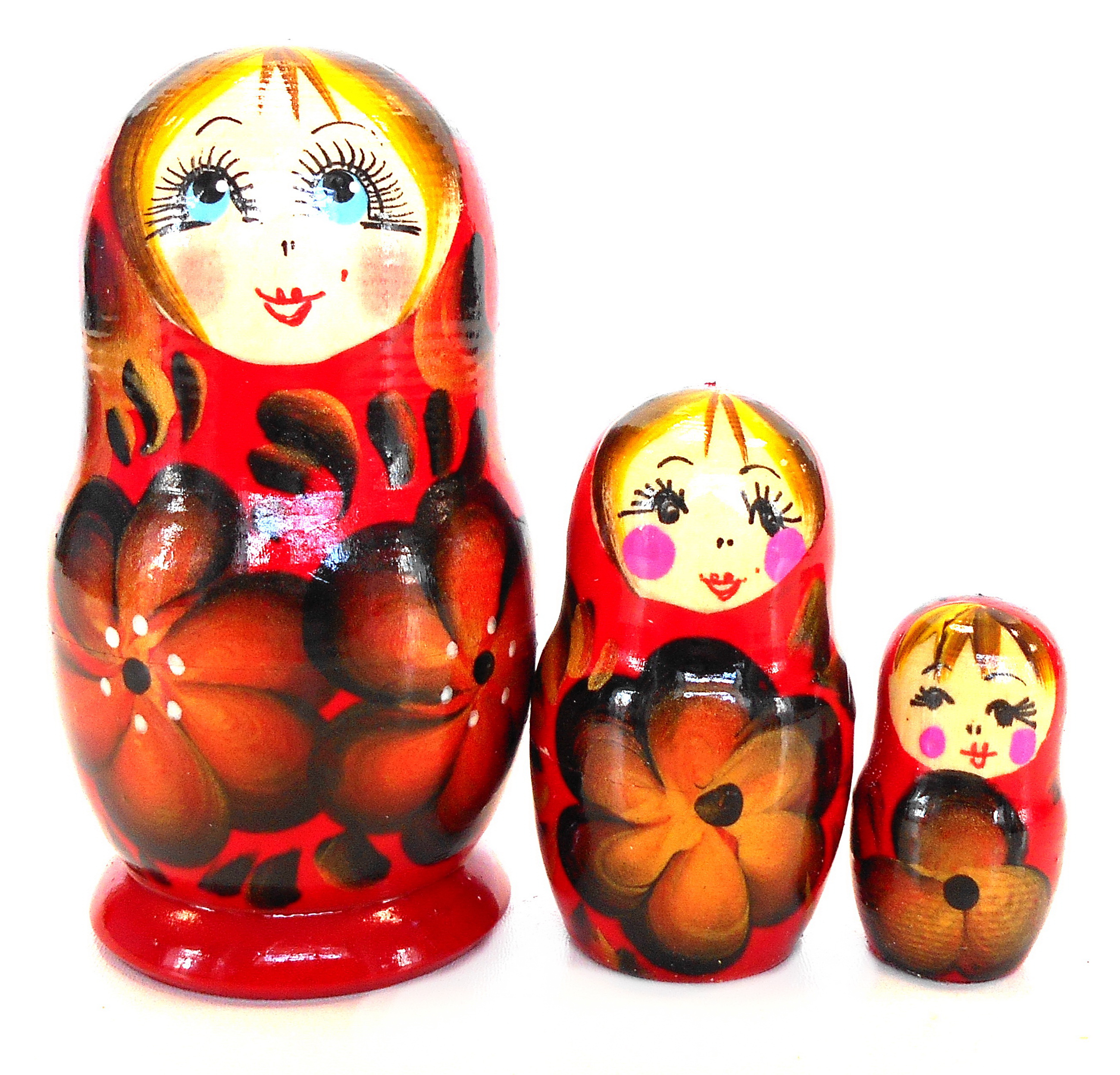 

Матрешка Taowa Тройка цветочек темный