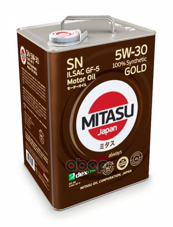 Моторное масло MITASU синтетическое Gold Sn Api Sn Ilsac Gf-5 Dexos1 5W30 6л