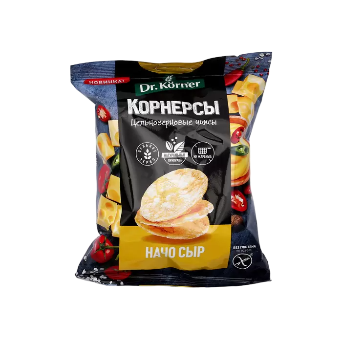 Чипсы цельнозерновые Корнерсы, с сыром начо, 50 г