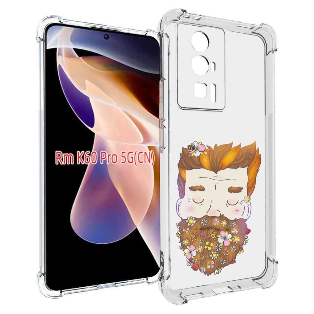 

Чехол MyPads мужчина с цветами в бороде для Xiaomi Redmi K60 Pro, Прозрачный, Tocco