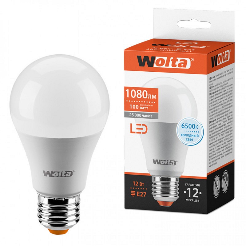 

Лампа WOLTA Led 25W60BL 12W E27 6500K A60 372, WOLTA