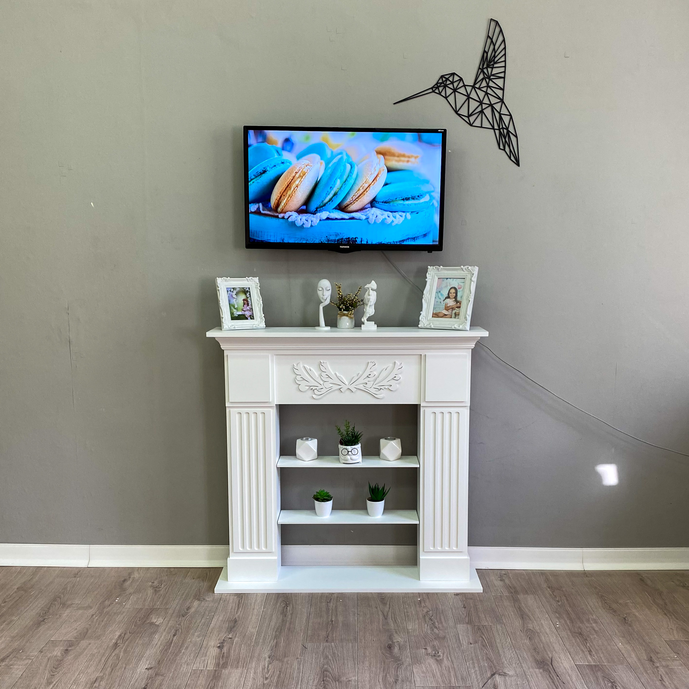 

Портал каминный разборный Kamin_decor_msk Италия с полочками, белый, Италия полки