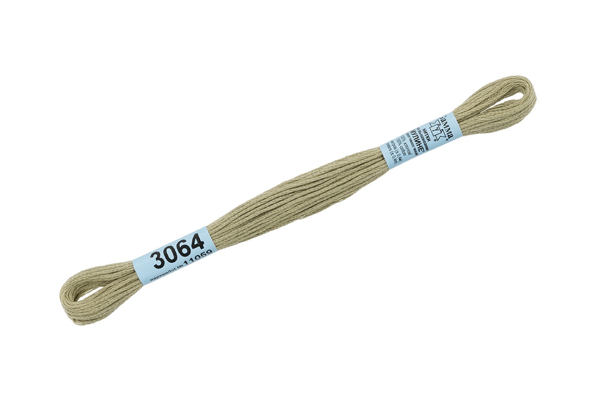 

Gamma мулине, 100% хлопок, 24х8 м, №3064, оливковые, Зеленый