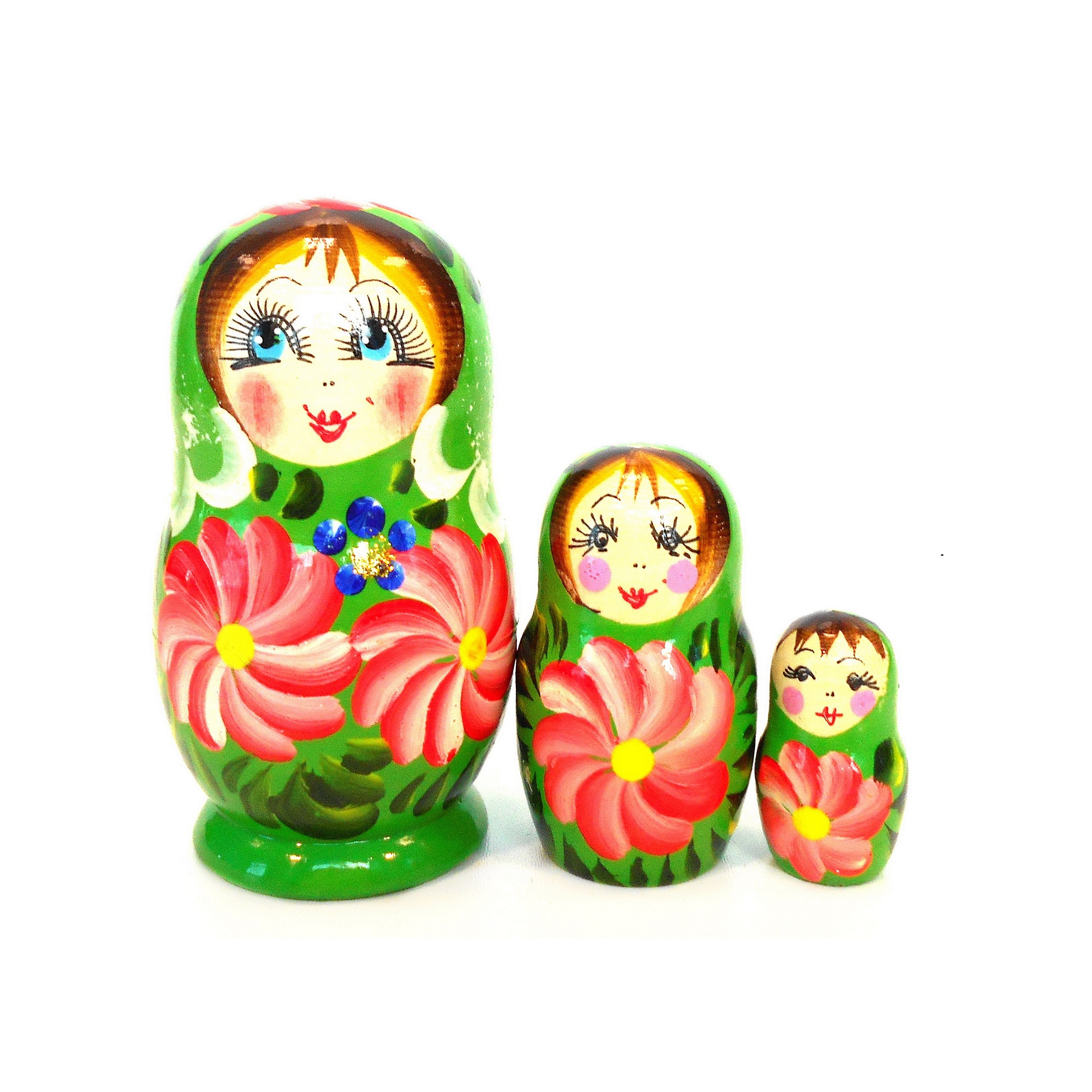 

Матрешка Taowa Тройка зеленая Цветочек