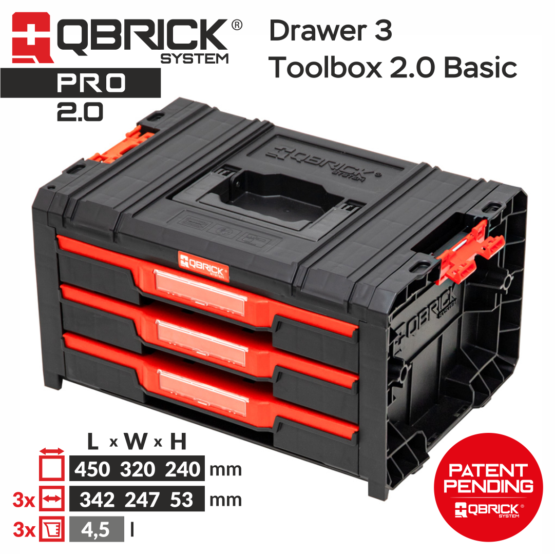 Ящик с набором органайзеров QBRICK SYSTEM PRO Drawer 3 Toolbox Basic 11090₽