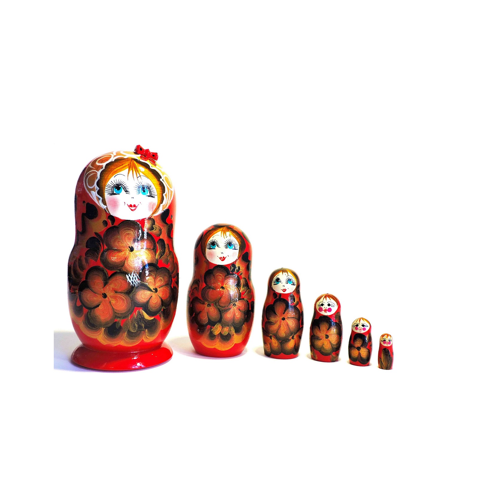 

Матрешка Taowa Шестерка красная с золотистыми цветами
