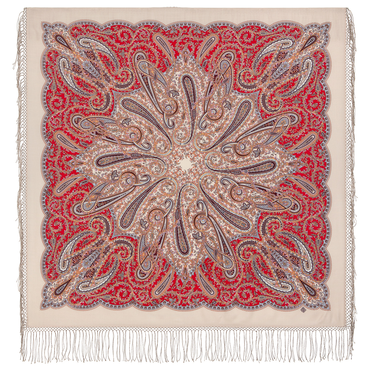 Платок женский Павловопосадский платок 1892 красный, 135х135 см