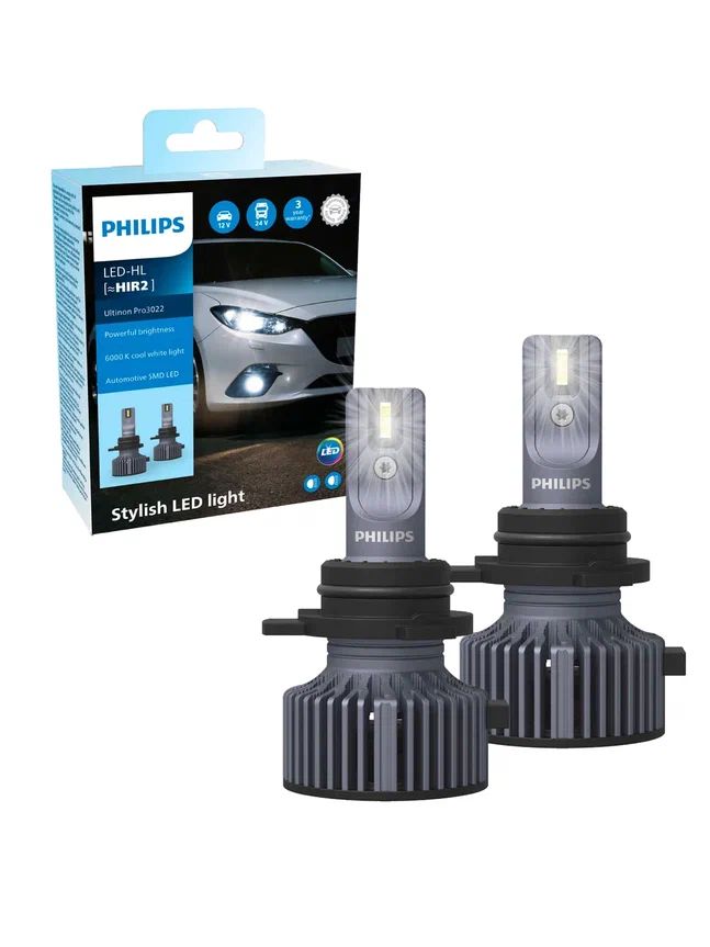 Лампа светодиодная автомобильная Philips HIR2 Ultinon Pro3022 LED 12/24V- 11012U3022X2