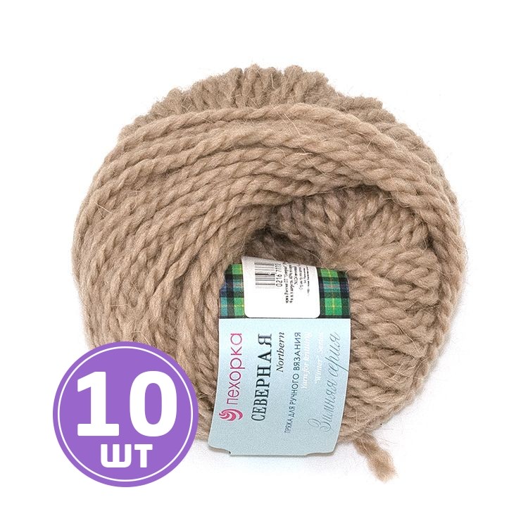 

Пряжа Пехорка Северная 124 песочный 10 шт. по 50 г, Бежевый