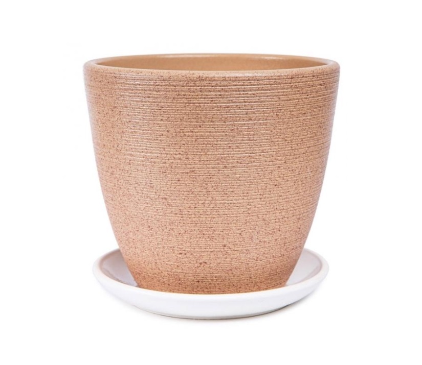 

Цветочный горшок Флер-а керамический 0,7 л бежевый 1 шт., Флер-а керамический