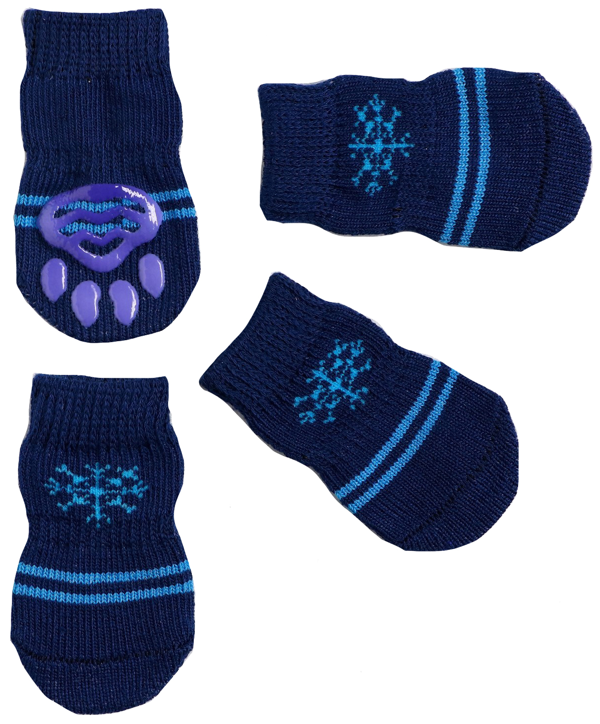 Носки нескользящие Пижон Снежинка, размер М (3/4 x 7 см), набор 4 шт, тёмно-синие