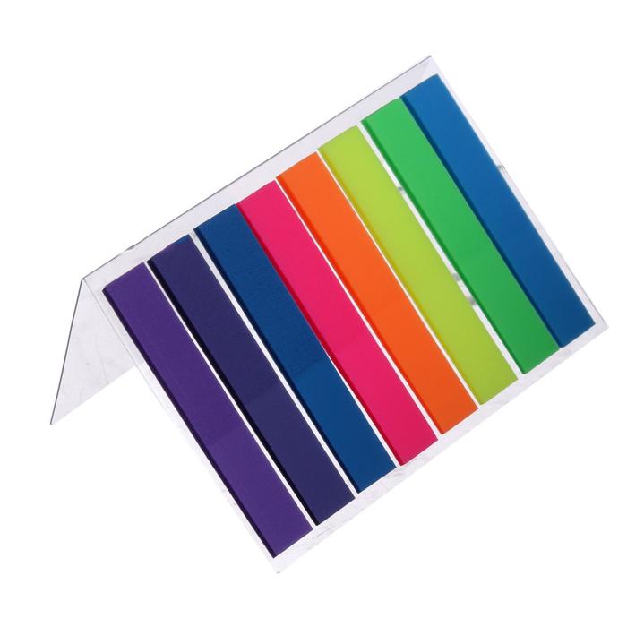 Блок-закладки с липким краем 8 мм х 45 мм пластик 20 листов флуоресцентный 8 цветов 3шт