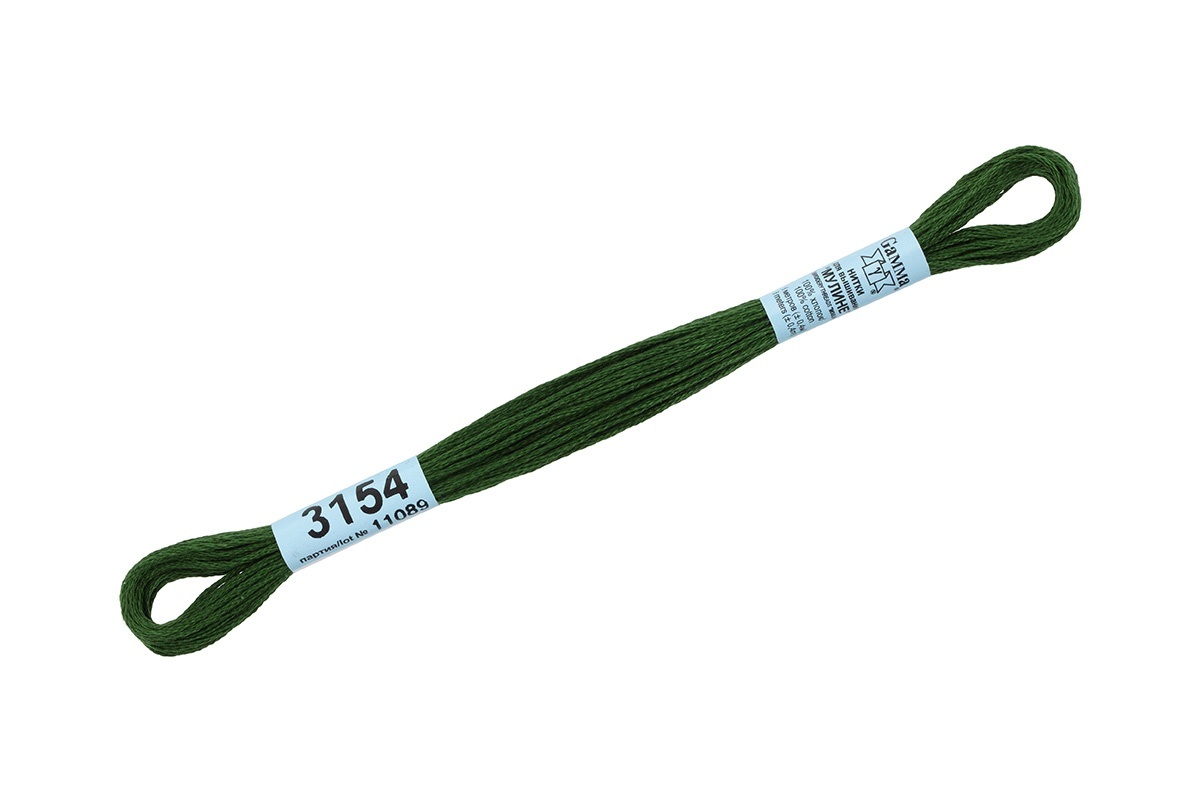 

Gamma мулине, 100% хлопок, 24х8 м, №3154, зеленый-хаки