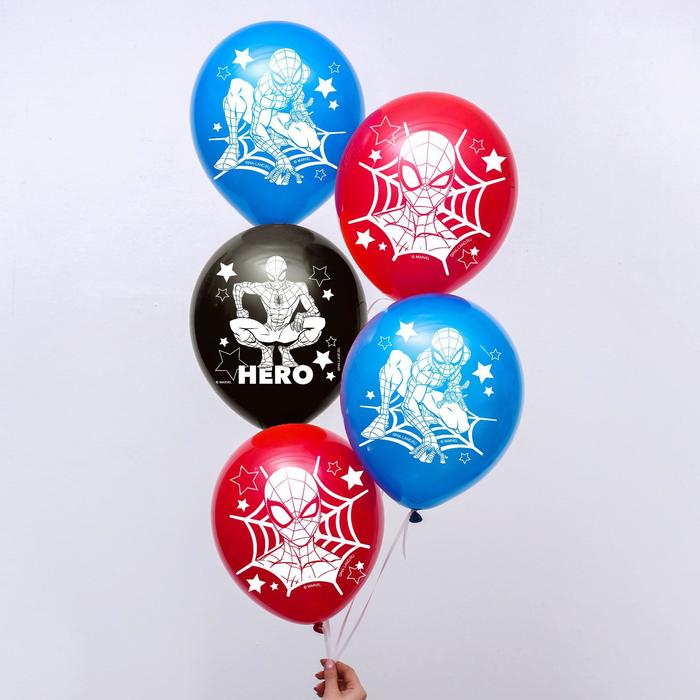 фото Воздушные шары super hero, человек-паук (набор 25 шт) 12 дюйм marvel