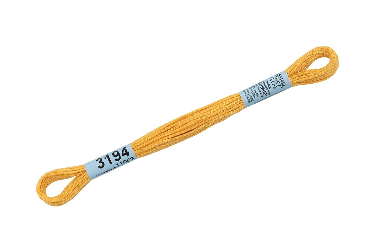 

Gamma мулине, 100% хлопок, 24х8 м, №3194, желтые, Желтый