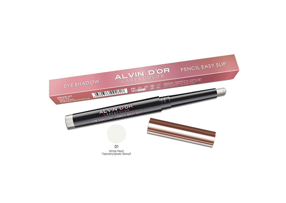 Тени-карандаш для век Alvin Dor Pencil easy slip 01 тон white pearl тени alvin d or для век bold eyes тон 12