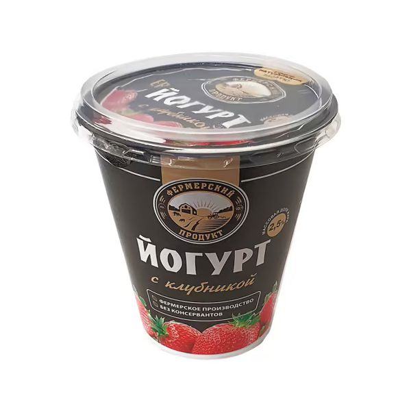 

Питьевой йогурт Фермерский продукт клубника 2,5% БЗМЖ 300 г