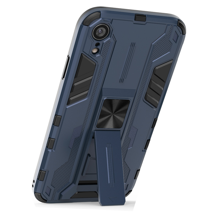 фото Противоударный чехол с подставкой transformer для iphone xr (синий) black panther