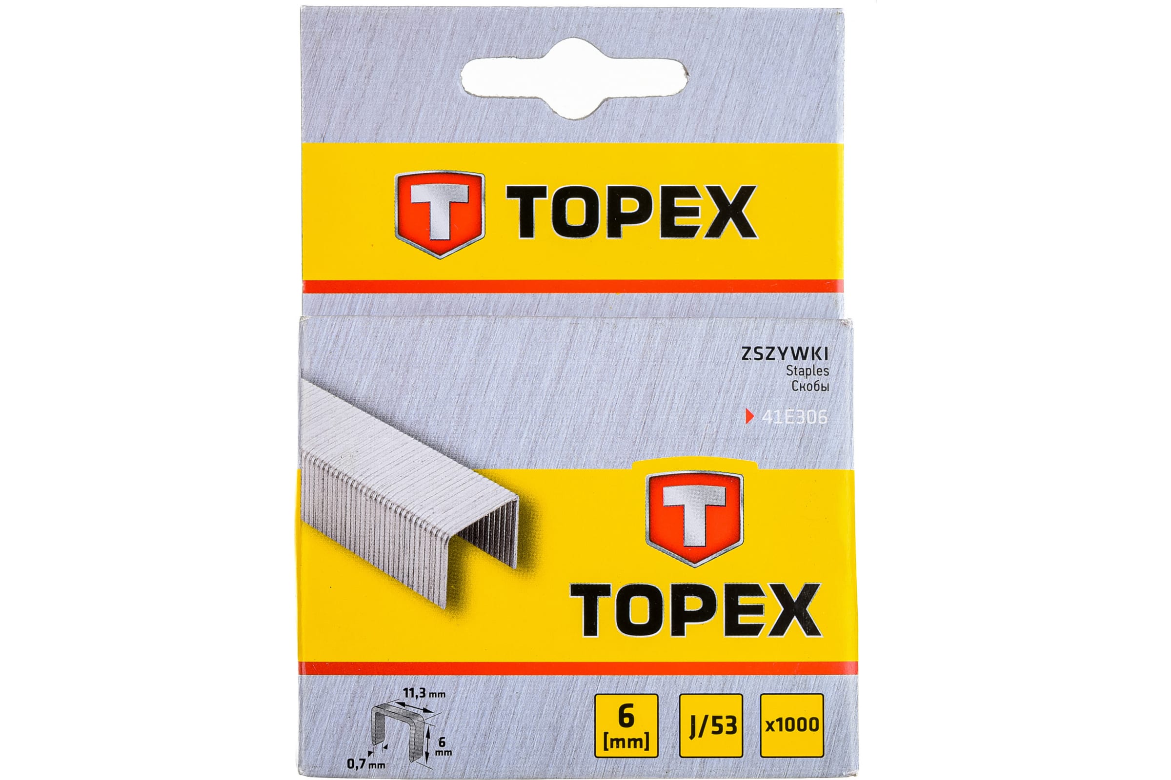 TOPEX Скобы тип J, 6 мм, 1000 шт., LxWxH 6x11.3x0.7 мм 41E306