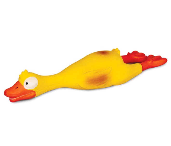 фото Мягкая игрушка для собак triol утка с оранжевыми лапками, оранжевый, 23.5 см