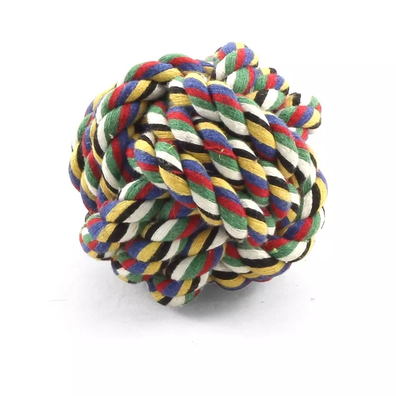 фото Развивающая игрушка для собак triol мяч верёвка-плетеный, разноцветный, 7 см