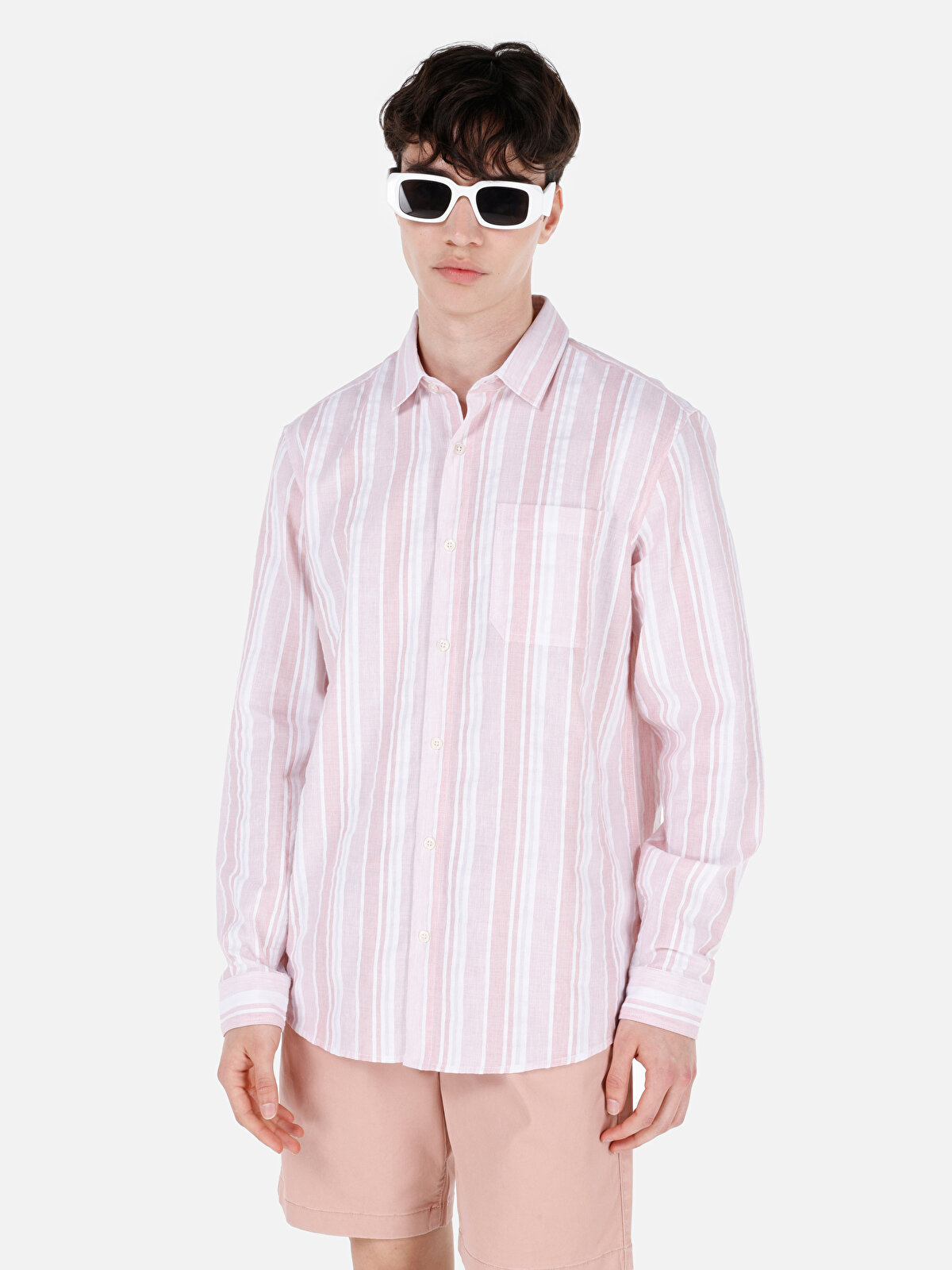 

Рубашка мужская Colin's CL1067583 розовая 2XL, Розовый, CL1067583