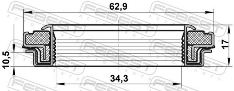 

Сальник Привода 34.3X62.9x10.5x17 Febest арт. 95RCW36621017X