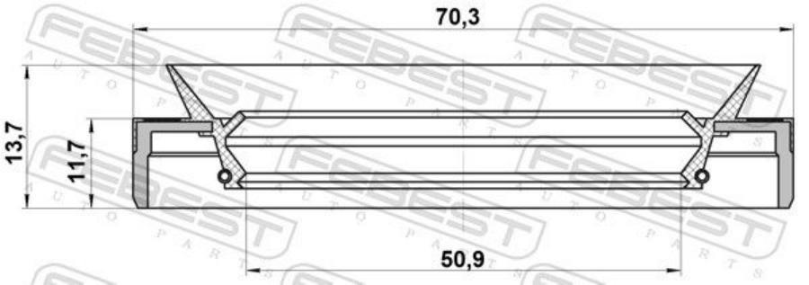 

Сальник Привода 50.9X70.3x11.7x13.7 Febest арт. 95MES52701214R