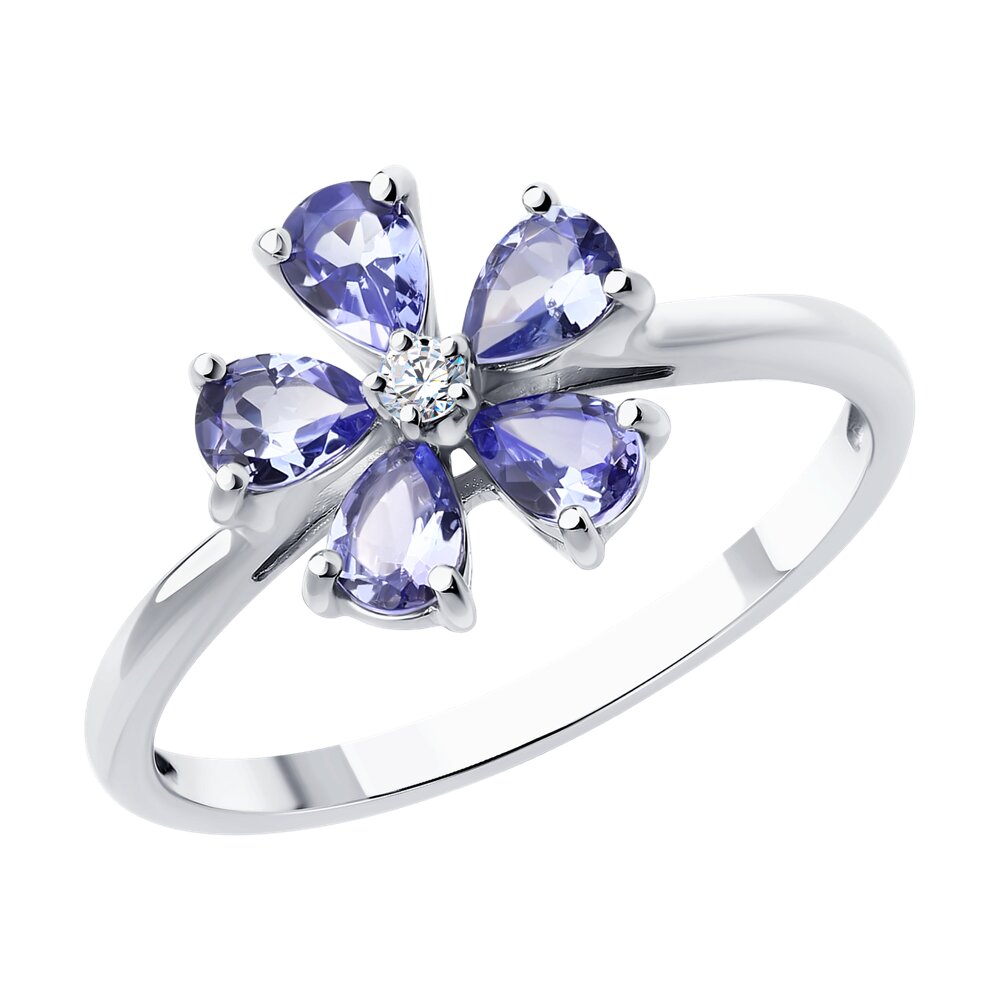 

Кольцо из золота р.  SOKOLOV Diamonds 6014326-3, бриллиант\танзанит, 6014326-3