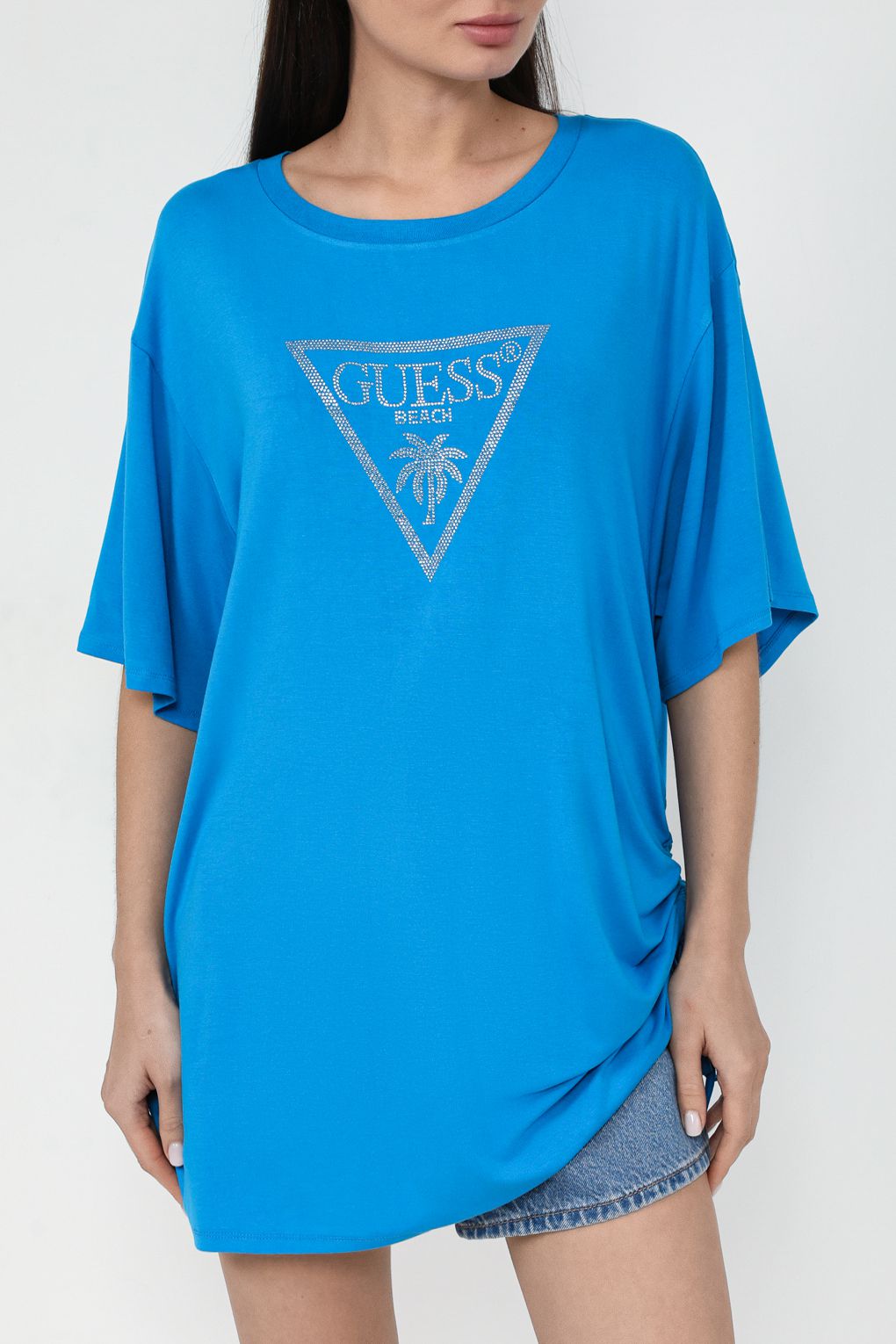 

Футболка женская Guess E4GI00 K68D2 синяя XL, Синий, E4GI00 K68D2