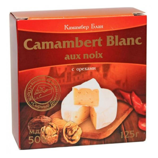 

Сыр мягкий Camambert Blanc с орехами 50% 125 г