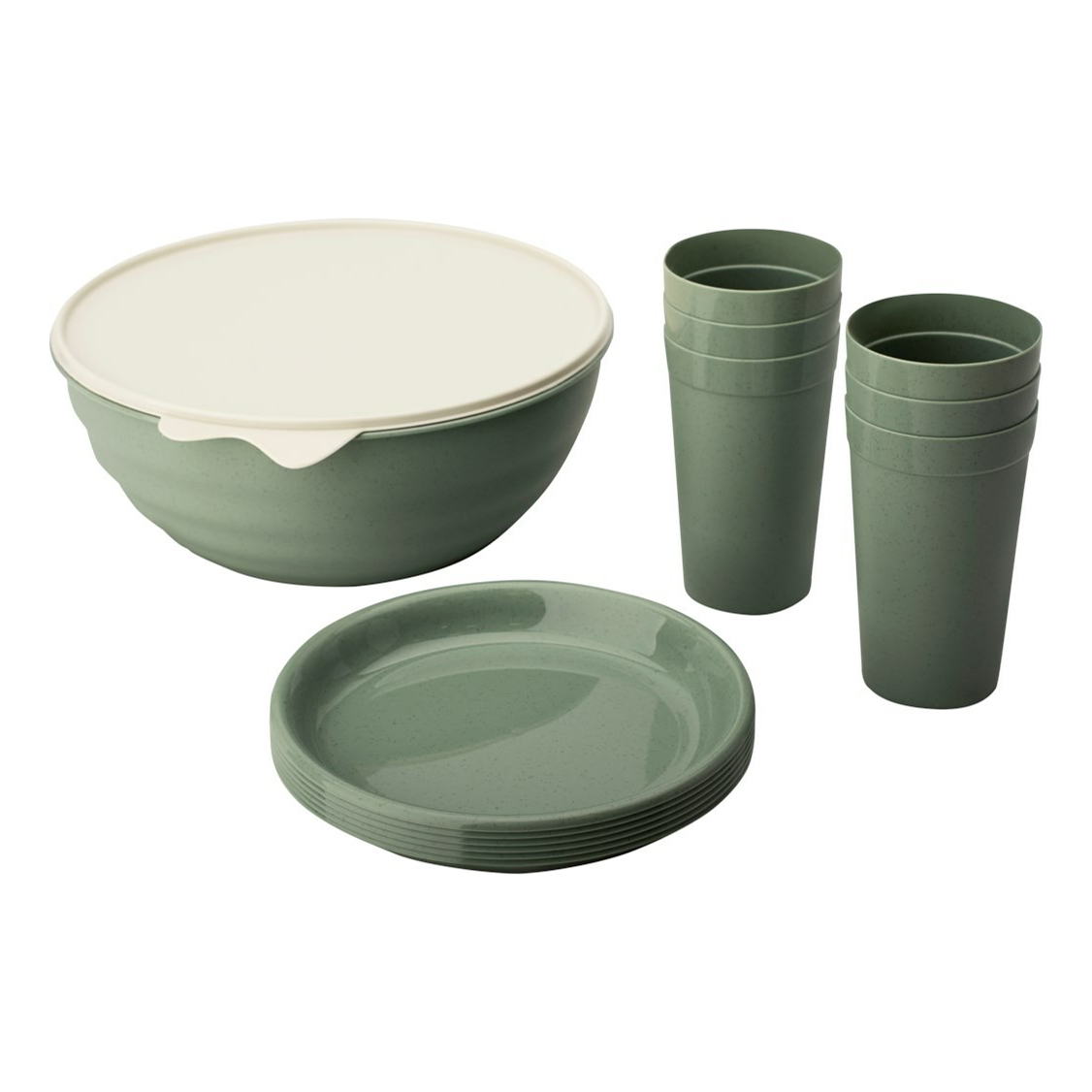 Набор посуды Phibo для пикника на 6 персон полипропилен темно-зеленый 13 предметов