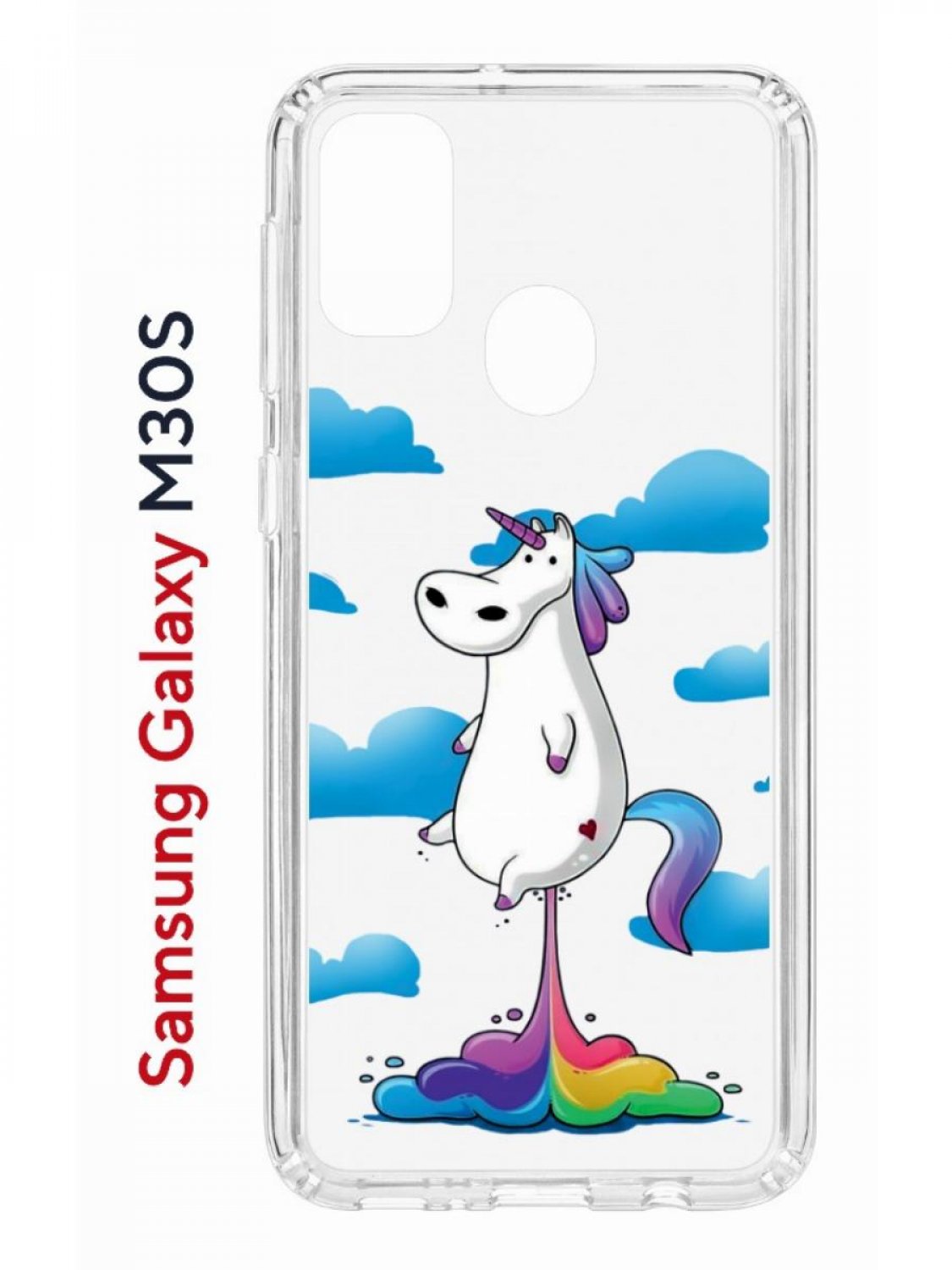 фото Чехол на samsung m30s/m21 kruche print flying unicorn,противоударный бампер,защита камеры кruче