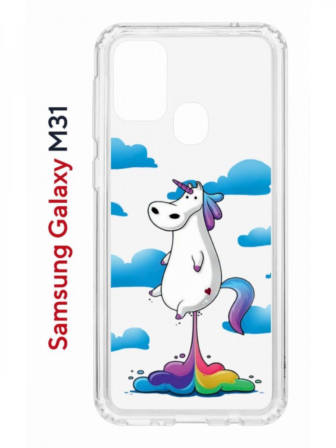 фото Чехол на samsung m31 с принтом kruche print flying unicorn,противоударный бампер кruче