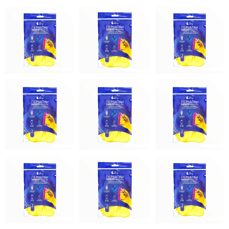 

Перчатки латексные Libry Эластичные, с х/б напылением, желтые, р S, 9 упаковок, Эластичные р S