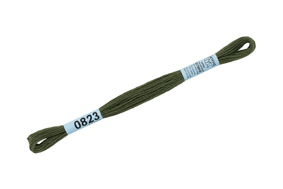 

Gamma мулине, 100% хлопок, 24х8 м, №0823, темное хаки, Зеленый