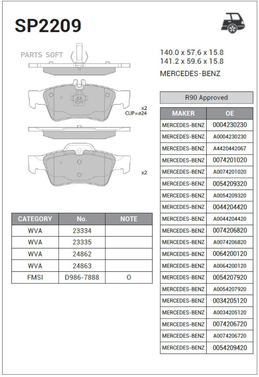 

Тормозные колодки Sangsin brake задние SP2209