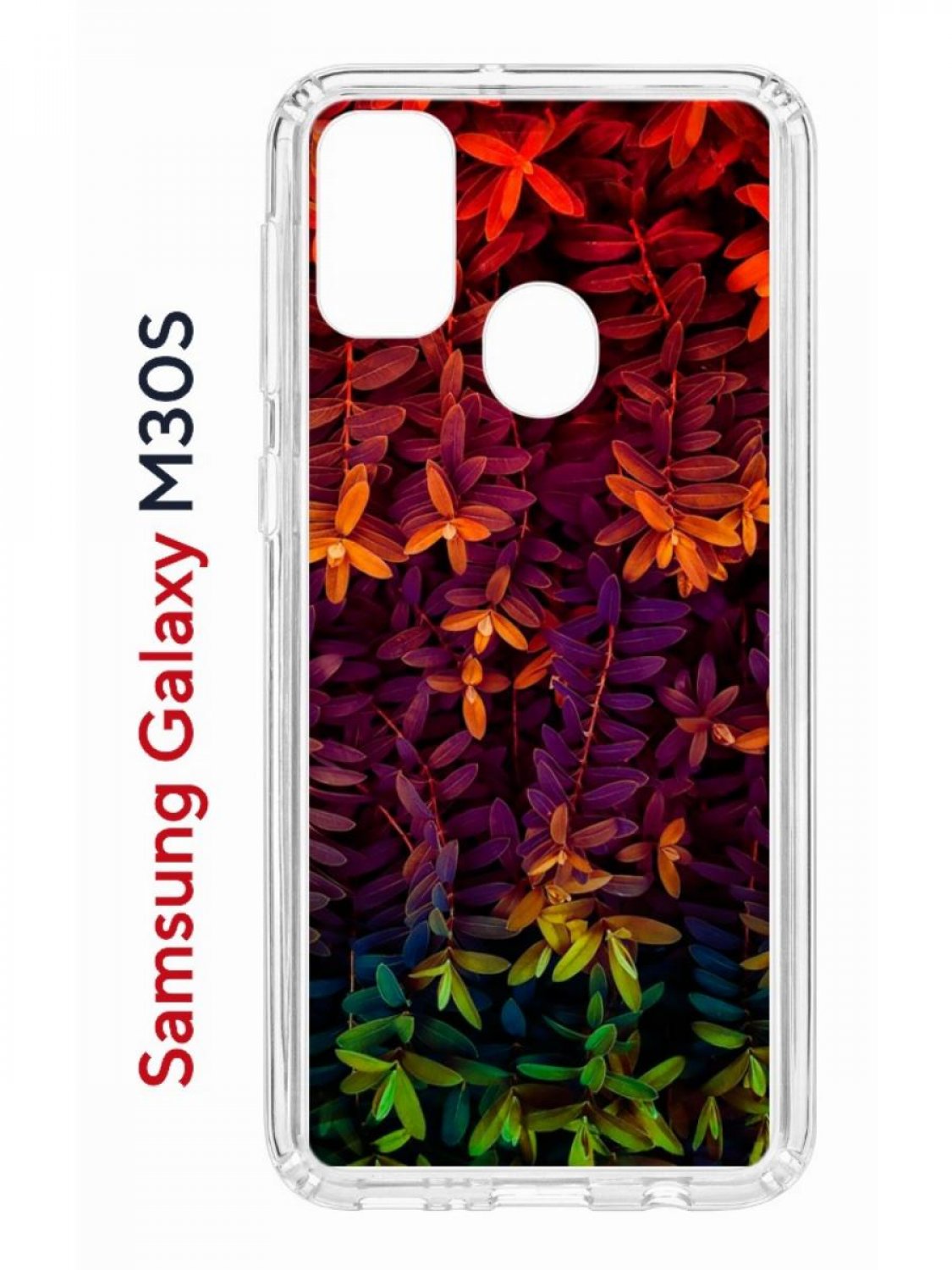 Чехол на Samsung M30S/M21 Kruche Print Neon leaves,противоударный бампер,с защитой камеры