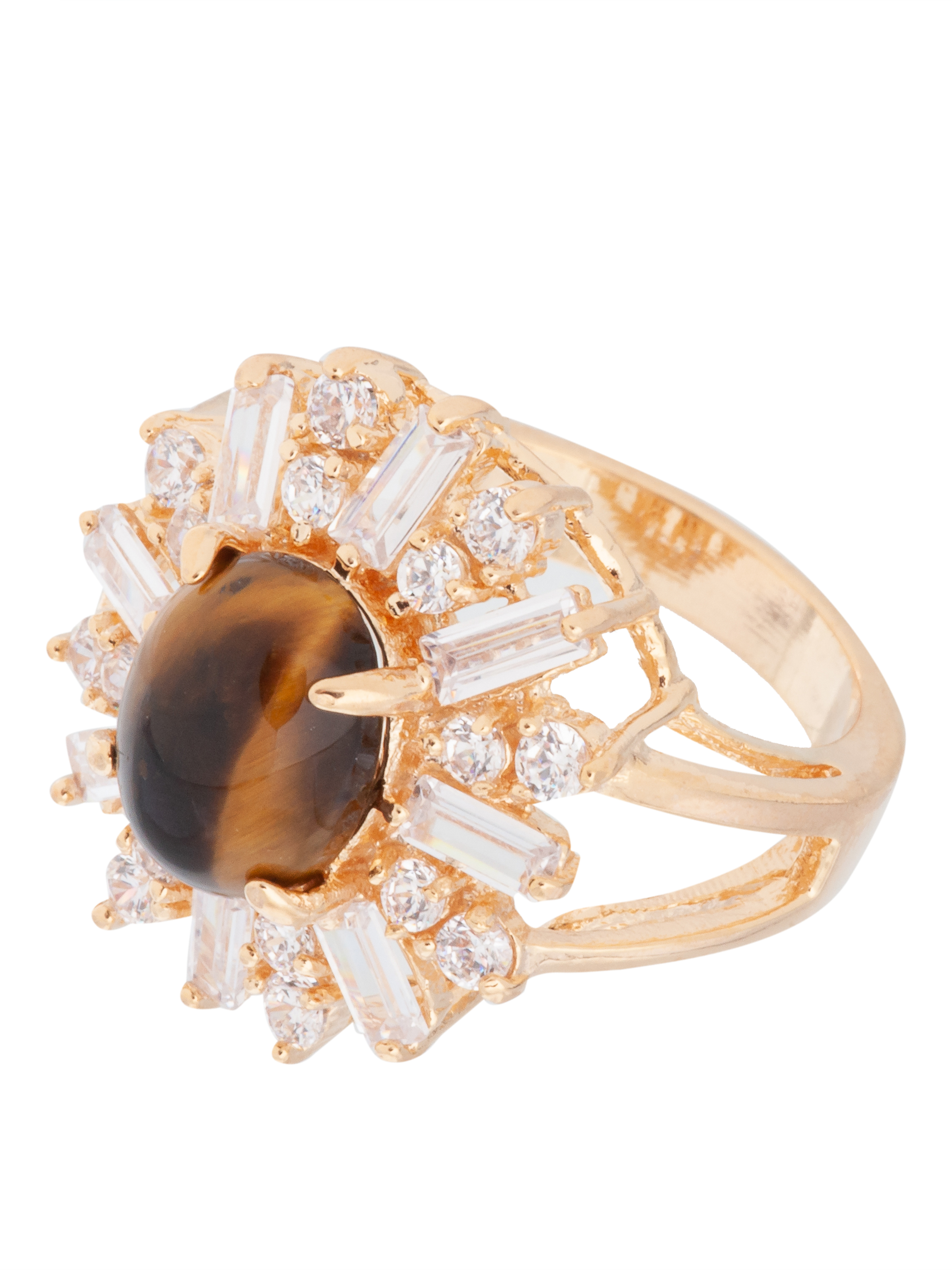 

Кольцо из бижутерного сплава р. 16 Lotus Jewelry 141R-40ti, тигровый глаз/циркон, 141R-40ti